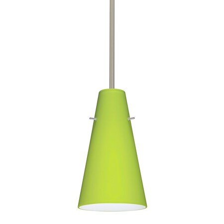 Besa Lighting Cierro Stem Pendant, Chartreuse, Satin Nickel Finish, 1x9W LED 1TT-412435-LED-SN